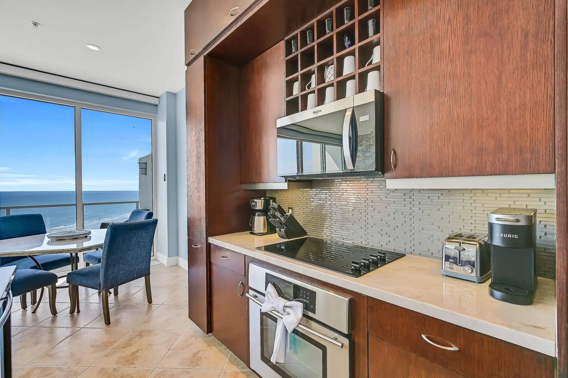 vacation rental condo Kitchen Beach View Galveston TX