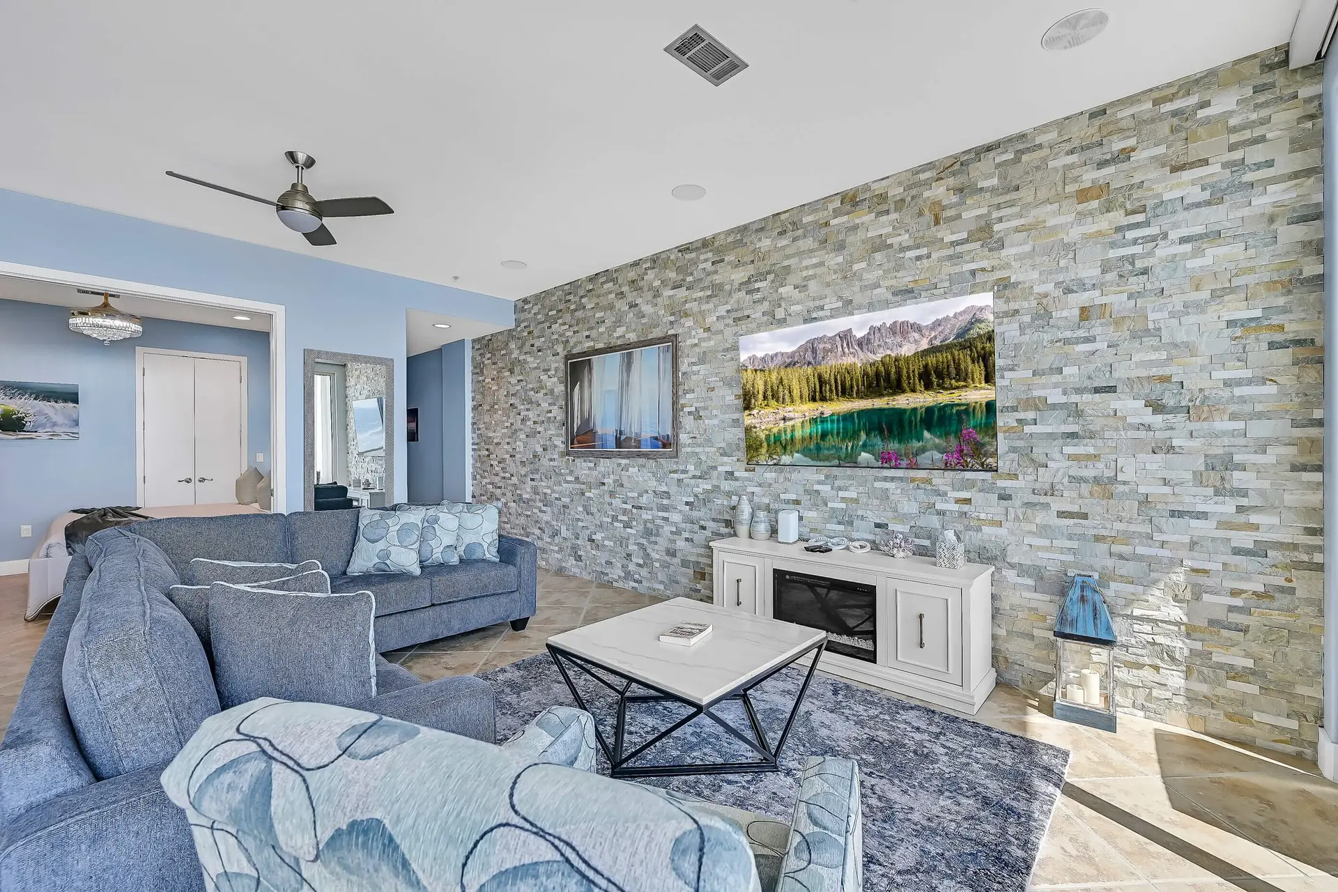 vacation rental living room condo Galveston TX vacation